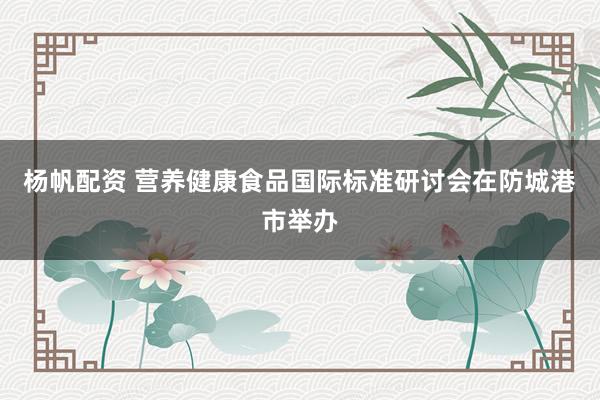 杨帆配资 营养健康食品国际标准研讨会在防城港市举办
