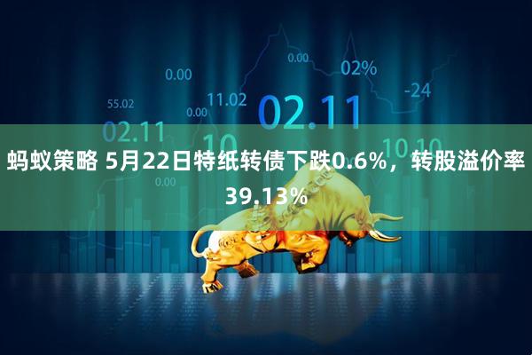 蚂蚁策略 5月22日特纸转债下跌0.6%，转股溢价率39.13%